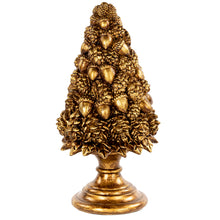 Afbeelding in Gallery-weergave laden, Acorn Pinec Cone Top Tree on Stand Tabletop Gold 33 cm