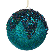 Afbeelding in Gallery-weergave laden, Glitter Bead Seq Top Bauble Blue Green 10 cm