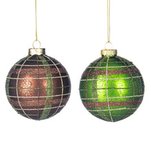 Afbeelding in Gallery-weergave laden, Glass Ant Glitter Tart Bauble Set of 2 Green Brown 8 cm