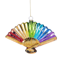 Afbeelding in Gallery-weergave laden, Glass Rainbow Fan Ornament Gold Red Green Blue Purple 14 cm