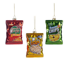 Afbeelding in Gallery-weergave laden, Glass Chips Crisps Popc Bag Ornament Set of 3 Red Green 11 cm