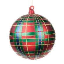 Afbeelding in Gallery-weergave laden, Glass Glitter Tartan Bauble Ornament Red Green Blue Gold 15 cm
