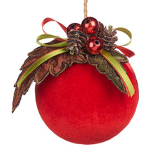 Afbeelding in Gallery-weergave laden, Fabric Leaf Top Woodl Bauble Red Green Brown 11 cm
