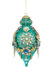 Afbeelding in Gallery-weergave laden, Glass King’s Jewel Fancy Finial Ornament Blue Green 20 cm
