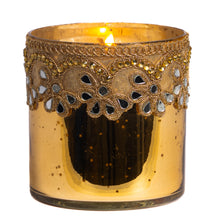 Afbeelding in Gallery-weergave laden, Glass Jewel Mirr Trim Cyl Votive Tabletop Gold 10 cm
