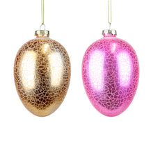 Afbeelding in Gallery-weergave laden, Glass Glitter Crack Egg Ornament Set of 2 Pink Gold 12 cm
