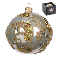 Afbeelding in Gallery-weergave laden, Glass Jewel Leaf Bauble in Box Cream Gold 10 cm
