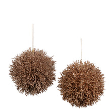 Afbeelding in Gallery-weergave laden, Glitter Coral Bauble Set of 2 Gold Champ 12 cm
