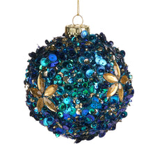 Afbeelding in Gallery-weergave laden, Jewel Seq Bauble Blue Gold 10 cm
