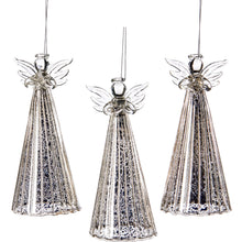 Afbeelding in Gallery-weergave laden, Antique Angel Ornament Set of 3 Silver Clear 18 cm
