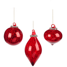 Afbeelding in Gallery-weergave laden, Glass Ant Jewel Top Bauble Finial Ornament Set of 3 Red 8 cm
