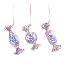 Afbeelding in Gallery-weergave laden, Glass Ir Foil Filled Candy Ornament Set of 3 Pink 10 cm
