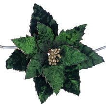 Afbeelding in Gallery-weergave laden, Fabric Glitter Poinsettia Flower on Clip Green Champ 22 cm
