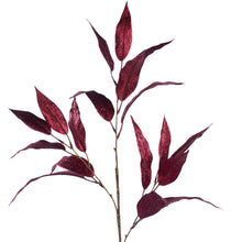 Afbeelding in Gallery-weergave laden, Metallic Long Leaf Stem Burgundy 79 cm
