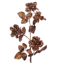 Afbeelding in Gallery-weergave laden, Metallic Rose Flower Leaf Stem Copper 81 cm
