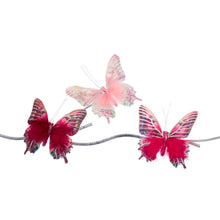 Afbeelding in Gallery-weergave laden, Fabric Feather Butterfly on Clip Set of 3 Pink Burgundy 12 cm

